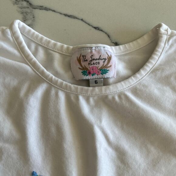 The Smocking Place White Dress with Blue Bird Embroidery - Size 6 - Picture 2 of 4